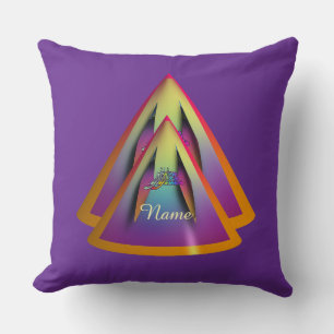 Personalize Glare Logo Double Pyramid Cone Purple Throw Pillow