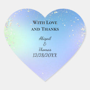 Personalize Glitter Blue Purple Wedding  Heart Sticker