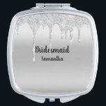 Personalize Glitter Drips Silver Bridesmaid Gift Compact Mirror<br><div class="desc">Dripping Glitter Silver Bridesmaid Mirror Compact,  Gift for Bridesmaid. Personalize it with her name and title.</div>