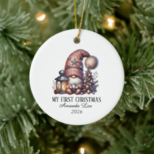 Personalize Gnome First Christmas Ornament