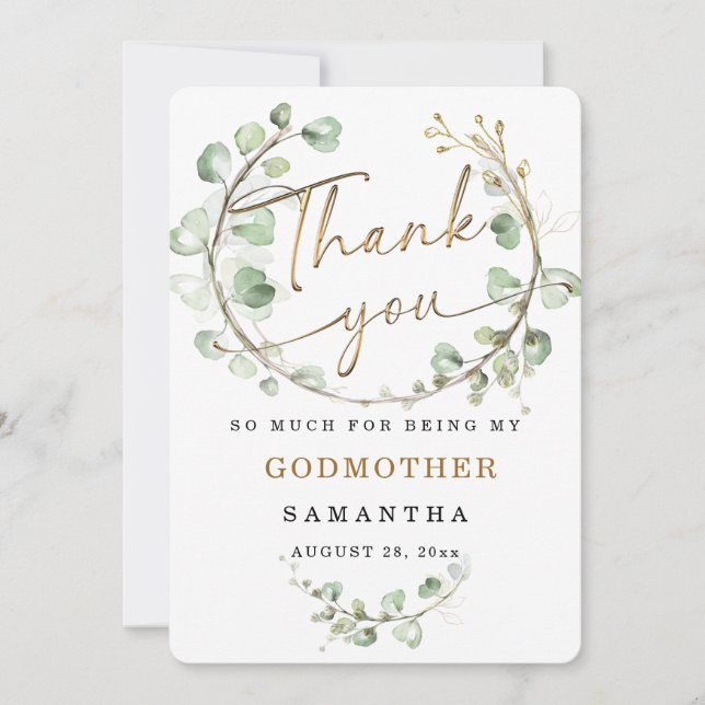 Personalize Godmother thank you card (Front)