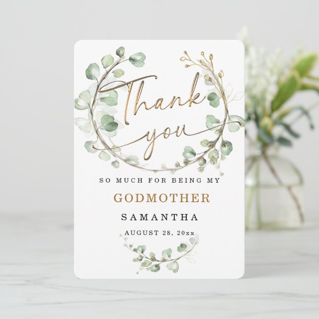 Personalize Godmother thank you card (Standing Front)