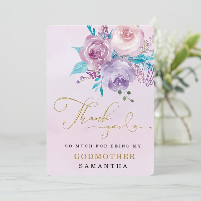 Personalize Godmother thank you card (Standing Front)