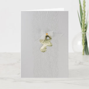 Personalize Gold baby pacifier with white bow Card