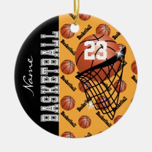 Personalize Gold Basketball Ceramic Ornament
