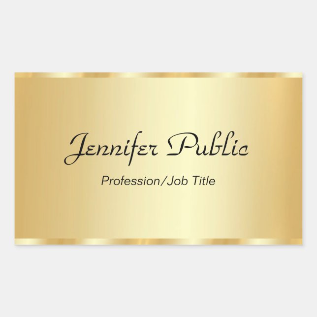 Personalize Gold Elegant Script Glamour Template Sticker (Front)