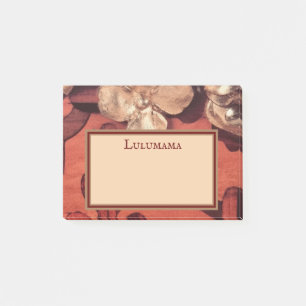 Personalize GOLD GILD floral, w/ Inlaid Wood image Post-it Notes