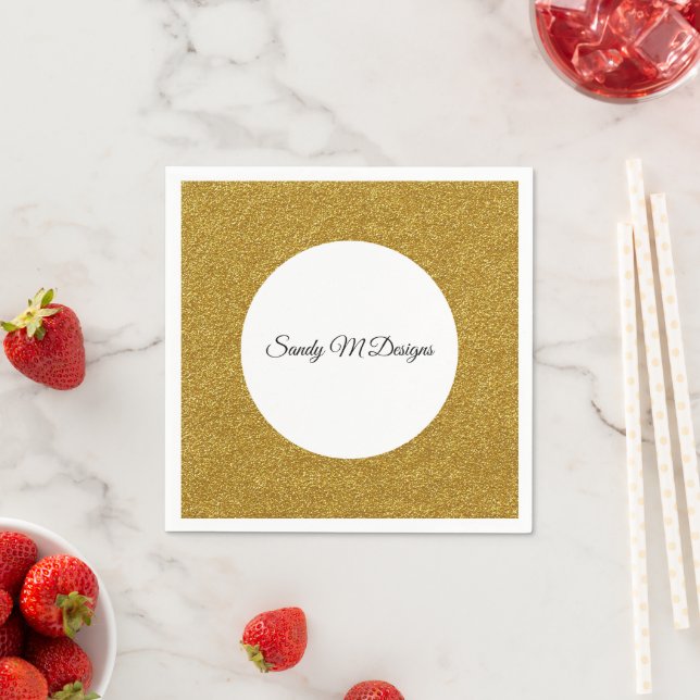 Personalize Gold Glitter Frame Image Name Paper Napkin (Insitu)