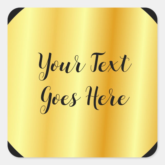 Personalize Gold Look Add Your Text Here Elegant Square Sticker (Front)