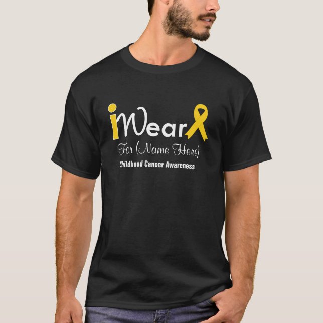 Personalize Gold Ribbon Childhood Cancer T-Shirt (Front)