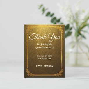 Personalize Gold Thank you for joining my party Postcard