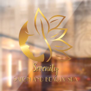 Personalize Gold Tint Women's Salon and Spa Shop 1 Window Cling