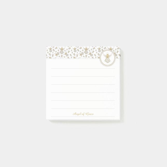 Personalize:  Golden Christmas "Angel of Grace" Post-it Notes (Front)