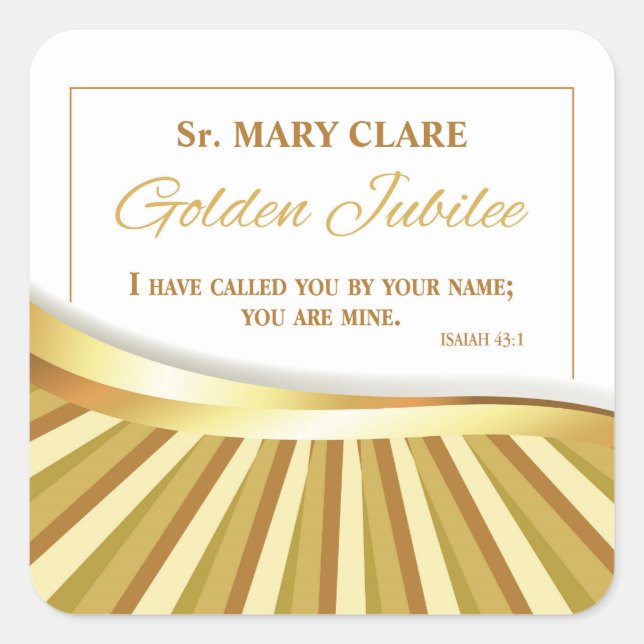 Personalize, Golden Jubilee of Religious Life Square Sticker (Front)
