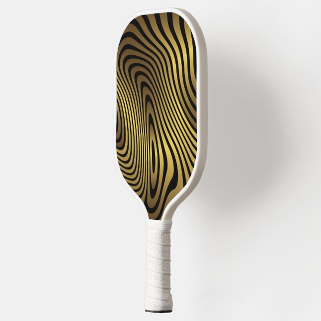 Personalize Golden Marble Background Zebra Texture Pickleball Paddle (Left)