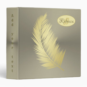 Personalize, Golden Tropical Palm leaves Binder
