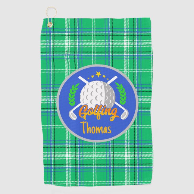 Personalize Golf Green Golf Towel (Front)