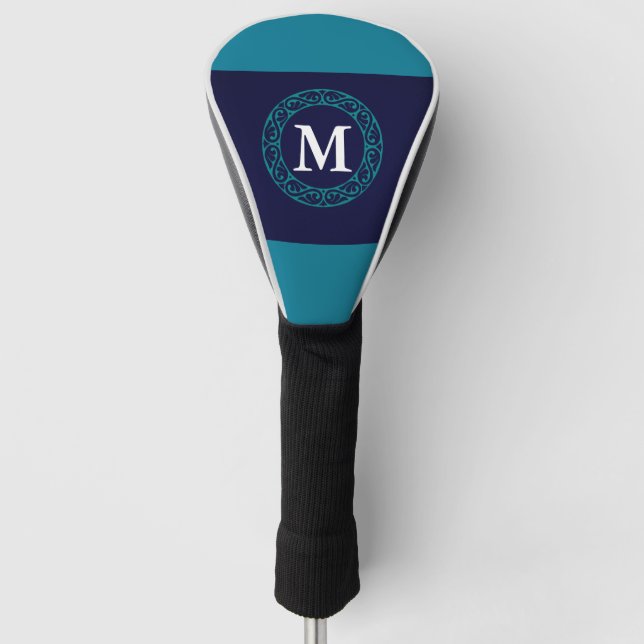 Personalize Golf Head Cover Initial Blue Driver (Front)