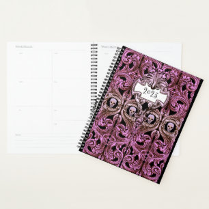 Personalize Goth Purple Ornament & Skull  Planner