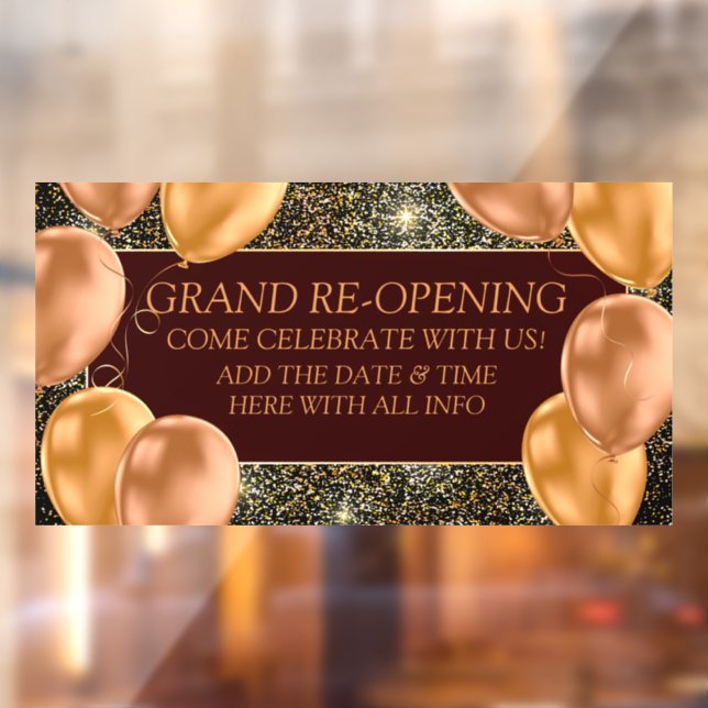 Personalize Grand Opening Re-Opening Small Busines Window Cling (Sheet 2)