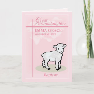 Personalize Great Granddaughter, Baptism Pink Girl Card