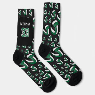 Personalize Green, Black and White Volleyball Socks