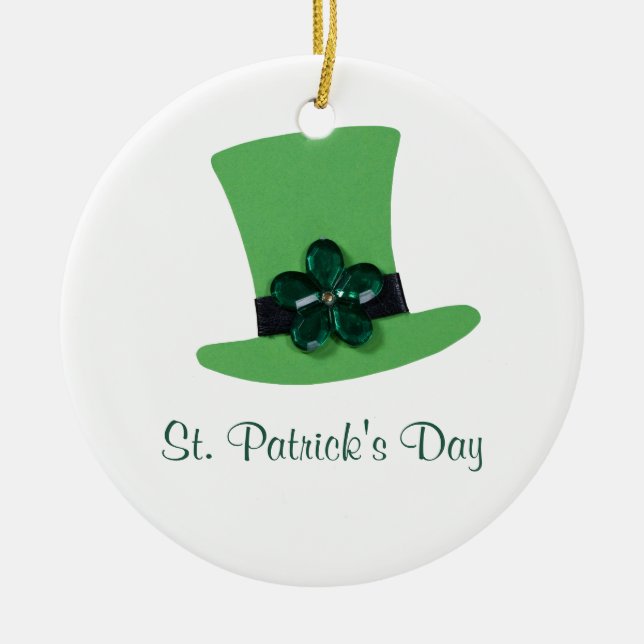 Personalize Green hat for St. Patrick's day Ceramic Ornament (Front)