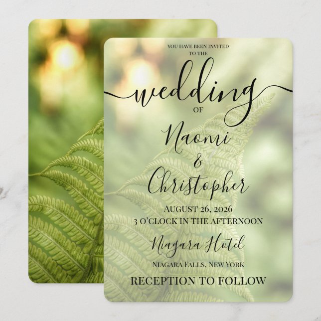 Personalize: Green Leaf Wedding Invitation (Front/Back)