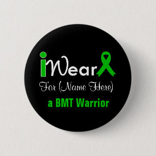 Personalize Green Ribbon Bone Marrow Transplant 2 Inch Round Button