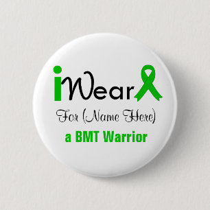 Personalize Green Ribbon Bone Marrow Transplant 2 Inch Round Button