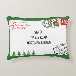 Personalize Green Santa Letter Christmas Accent Pillow