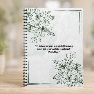 Personalize Green Vintage Botanical & Bible Verse Notebook