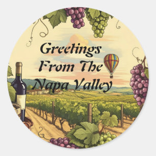 Personalize Greetings from the Napa Valley Classic Round Sticker
