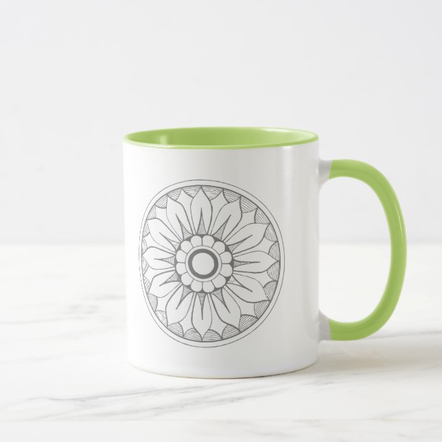 Personalize Grey and Lime Medallion Pattern Mug (Right)