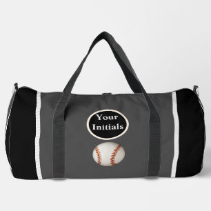 Personalize Grey Black Baseball Duffle Bag