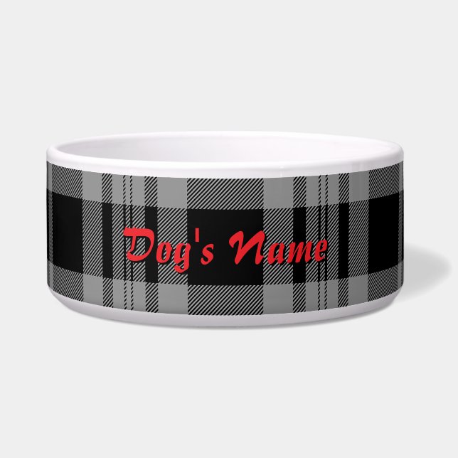 Personalize Grey + Black Plaid Large Dog  (Front)