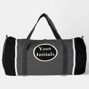 Personalize Grey Black White Stripe Duffle Bag