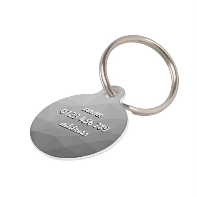 Personalize Grey Gradient Geometric Mesh Pattern Pet Tag (Side)