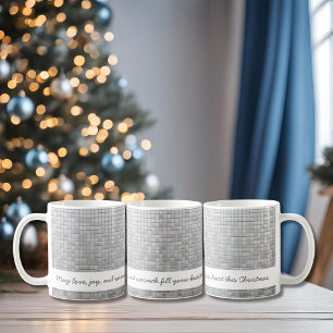 Personalize Grey Mosaic Warm Wishes Coffee Mug