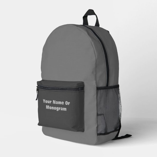 Personalize Grey  Printed Backpack (Back Corner Right)