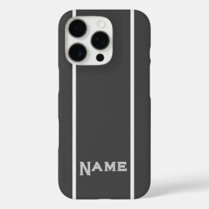 Personalize Grey+ Stripes iPhone 16 Pro Case