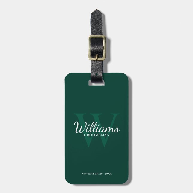 Personalize Groomsmen's name and Monogram  Luggage Tag (Front Vertical)