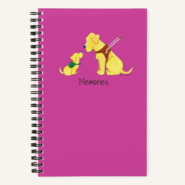 Personalize Guide Dog Puppy and Adult Pink Custom Notebook (Front)