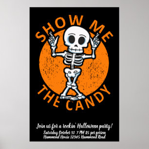 Personalize Halloween Show Me The Candy Skeleton Poster