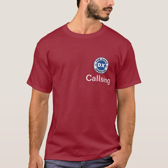 Personalize Ham Radio DX Operator Blue T-Shirt (Front)