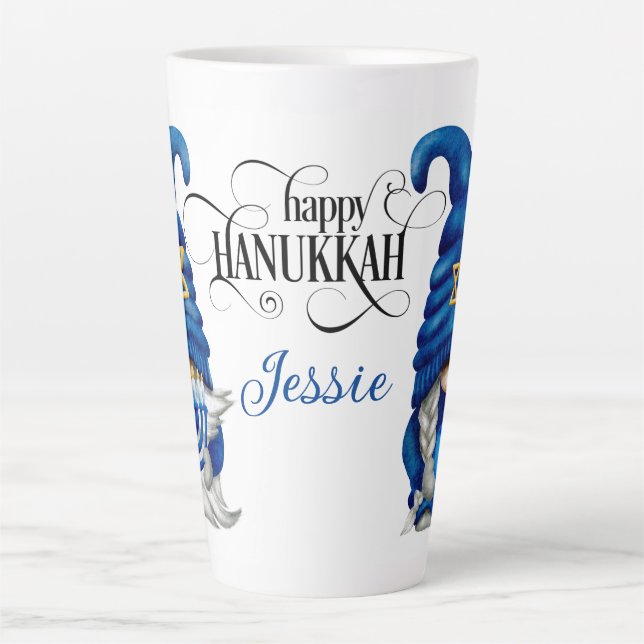 Personalize Hanukkah Gnomes Latte Mug (Front)