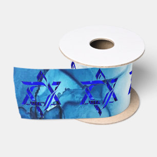 Personalize HANUKKAH HEBREW STARS Satin Ribbon