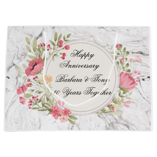 Personalize Happy Anniversary Large Gift Bag (Front)