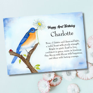 Personalize Happy April Birthday with Bluebird Card