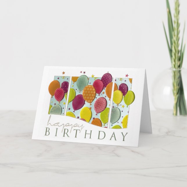 Personalize Happy Birthday Balloons Card (Front)